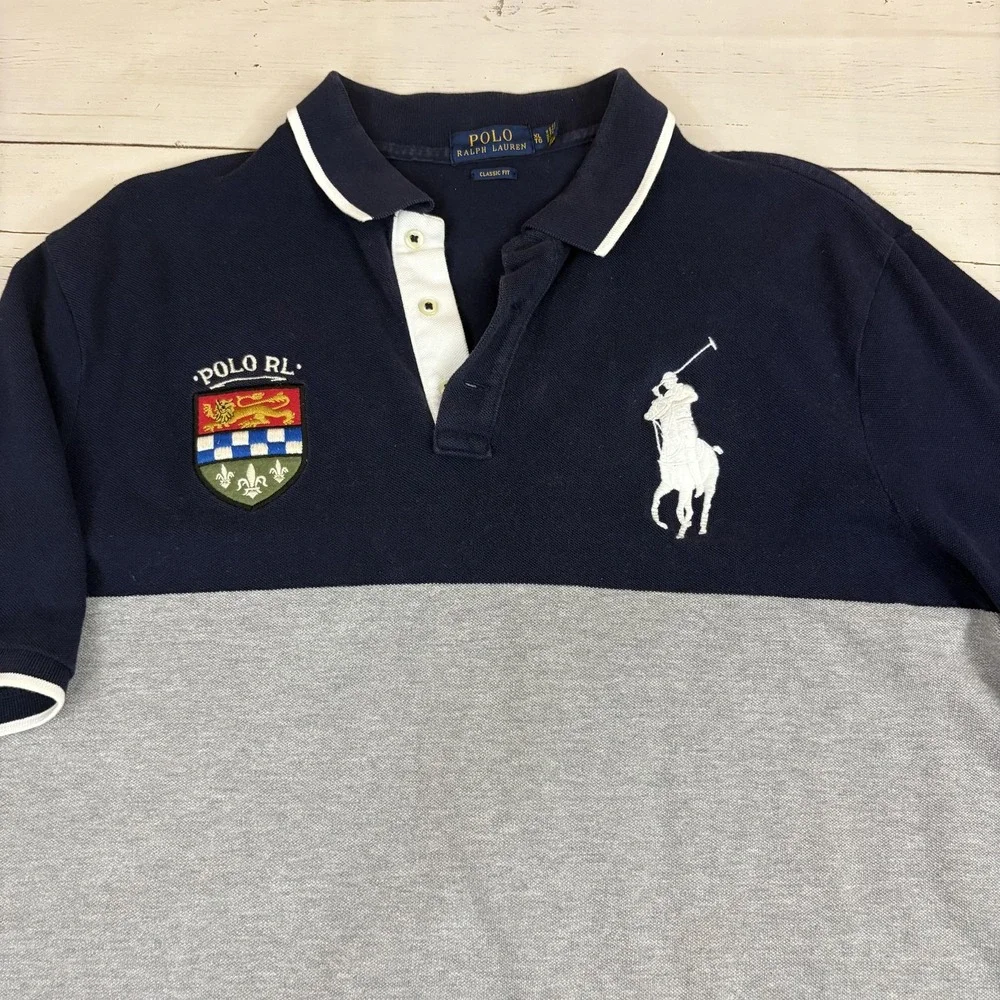 Polo Ralph Lauren Crest Rugby Polo Shirt Big Pony Colorblock Mens XL